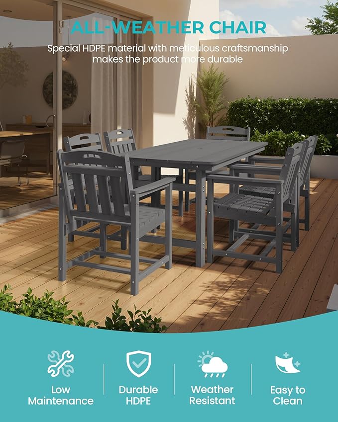 Outdoor Rectangle Dining Table, Heavy-Duty HDPE Table - Image 4