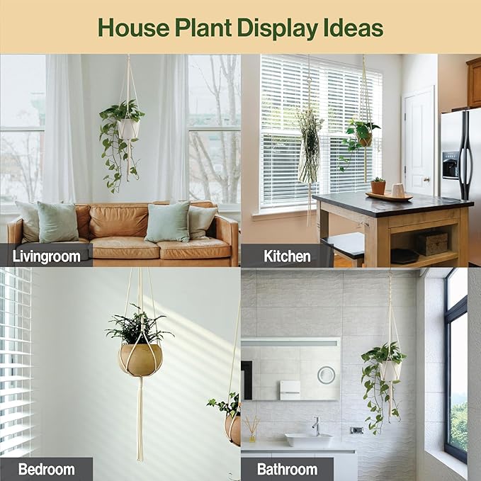Macrame Plant Hanger Polyester Rope 42 Inch Outdoor Indoor Adjustable Hanging - Image 7