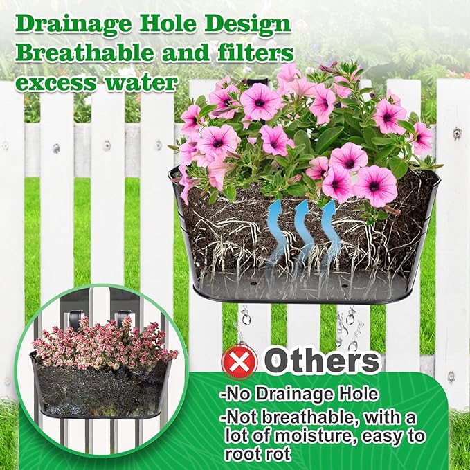 MADHOLLY Railing Planter with Drainage Holes - Image 3