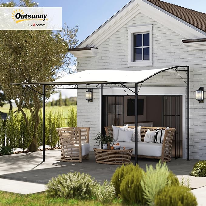 Outsunny 10' x 8' Outdoor Pergola and Patio Gazebo, Extendable Side Awning - Image 2