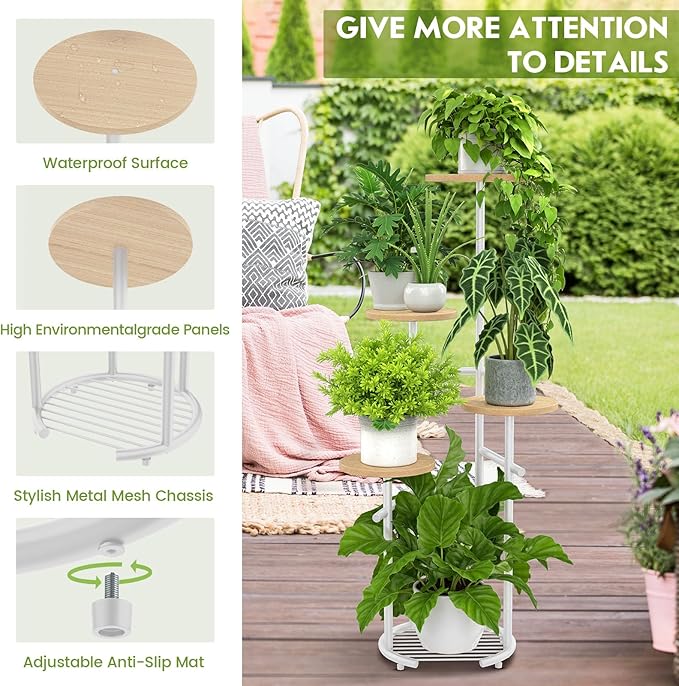 TOSKING 5 Tier Metal Plant Stand Indoor， Plant Shelf, Corner Shelf Flower Pot - Image 5