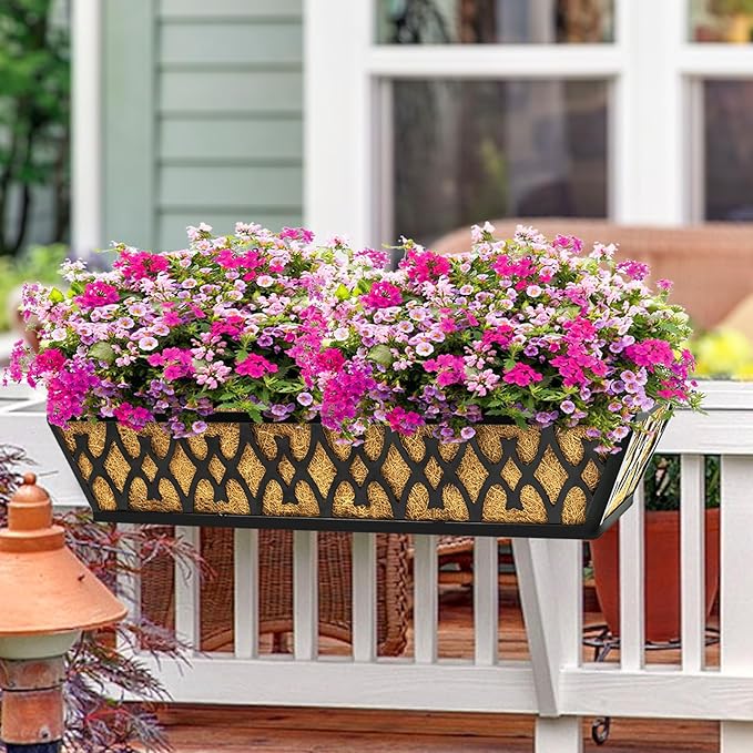 2 Pack 16 Inch Window Boxes Planters Railing Planter Box - Image 7