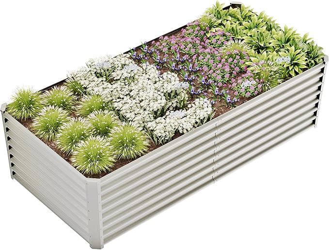 8x4x2ft Raised Garden Beds Kit, Galvanized Planter Garden Boxes Outdoor by kingddeergardenbed