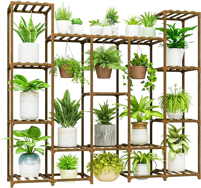 Bamworld Large Plant Stand Indoor Outdoor Hanging Shelf by Bamworld