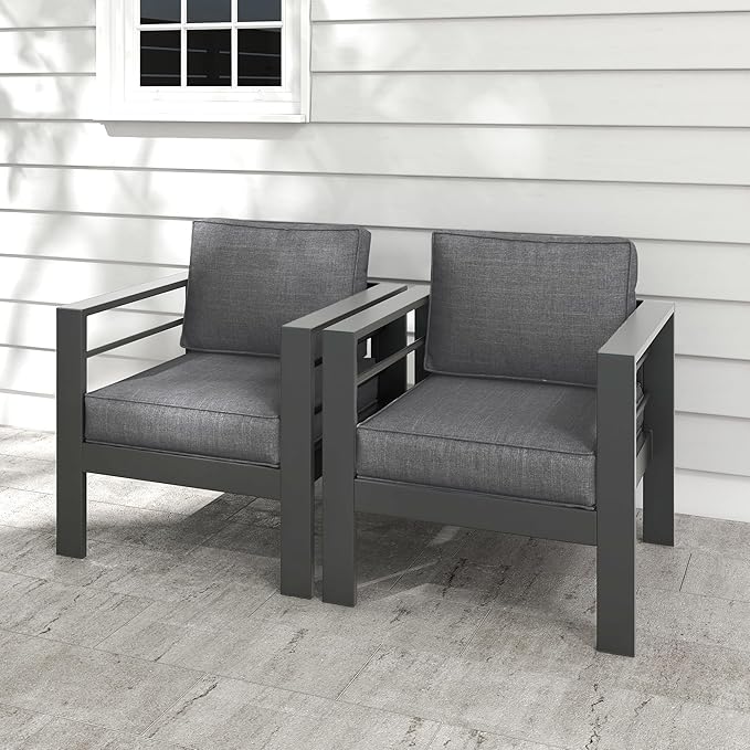 Kiss the Water Outdoor Patio Metal Furniture Chair, Deep Seating Patio Couch - Image 8