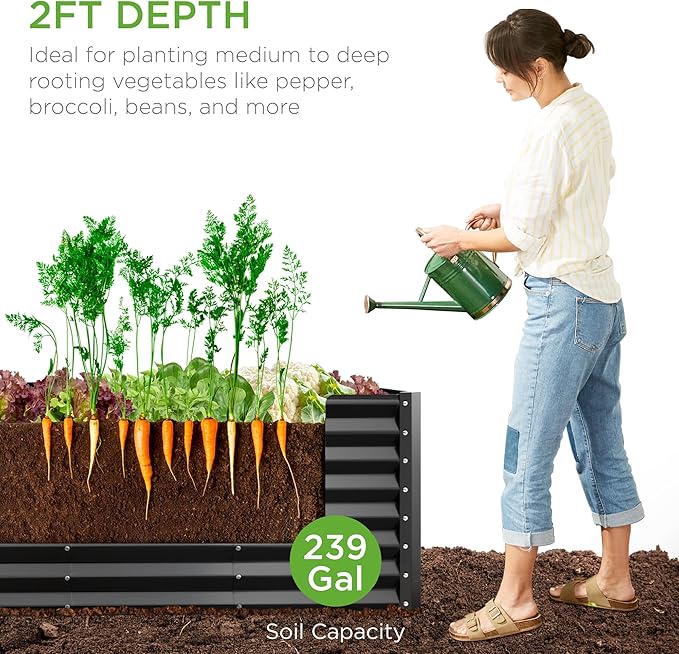 Best Choice Products 8x2x2ft Raised Outdoor Metal Garden Bed, Deep Root Box - Image 4