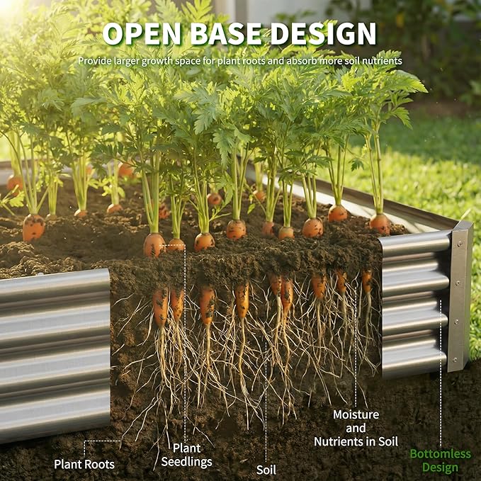 Galvanized Raised Garden Bed, Outdoor Planter Box Metal Patio Kit Planting Bed - Image 6