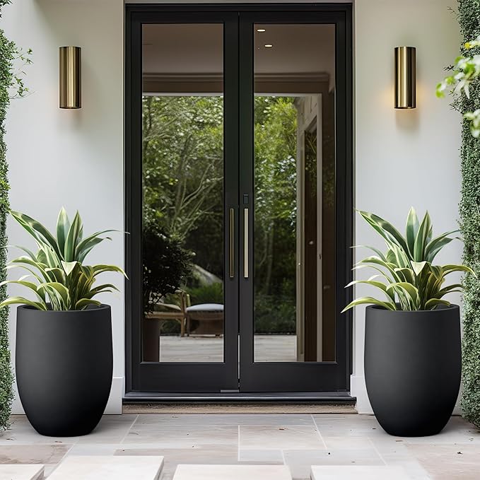 Kante 21.7 Inch Tall Concrete Planter, Large Indoor Outdoor Plant Pot - Image 5