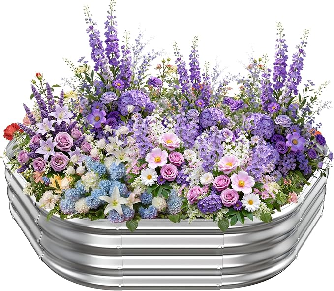Hexagon Raised Garden Bed, 48 Inch Diagonal & 12 Inch Tall, Galvanized Steel by Unknown
