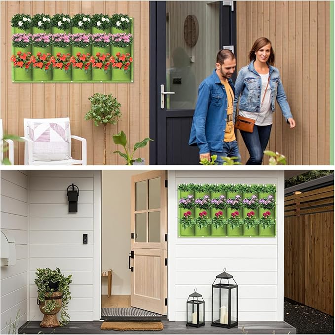 LITLANDSTAR 18 Pockets Hanging Grow Bags, 2 Pack Horizontal Wall Planter Plant - Image 6