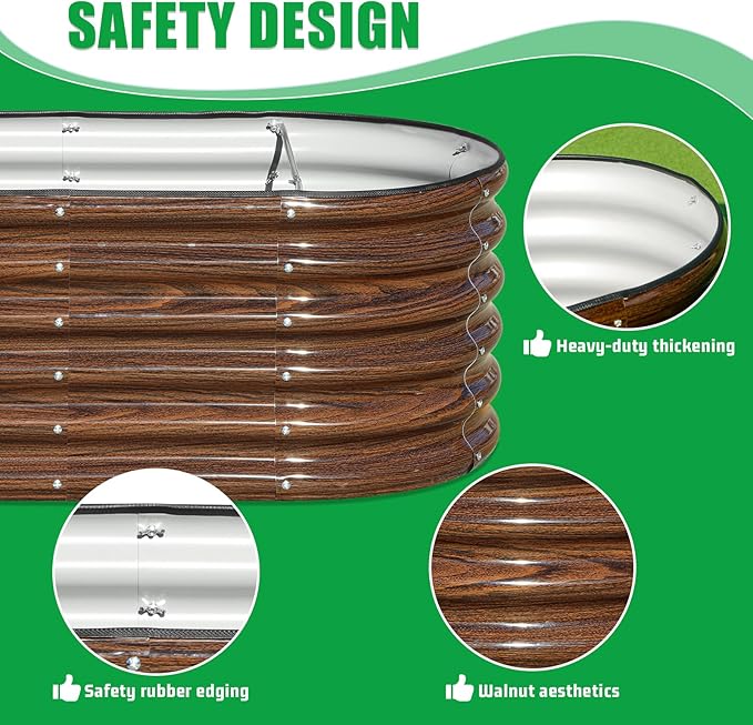 SnugNiture 3 Pcs 4x2x1.5ft Raised Garden Bed Outdoor, Oval Raised Garden Bed Kit - Image 3