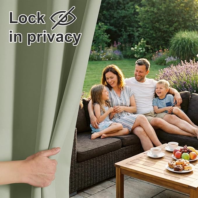 RYB HOME Outdoor Curtains for Patio Waterproof Block Sunlight Thermal Insulated - Image 3