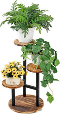 VECELO 3 Tier Plant Stand Indoor Outdoor, Tall Metal Wood Flower Shelf by VECELO