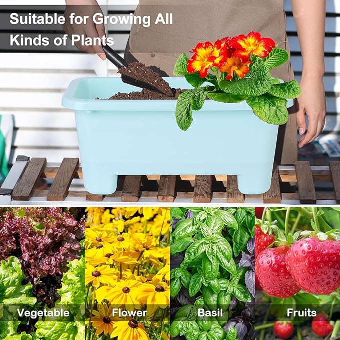 Self-Watering Rectangle Planter Boxes 8-Pack, 15.7-Inch Window Box Planter - Image 6