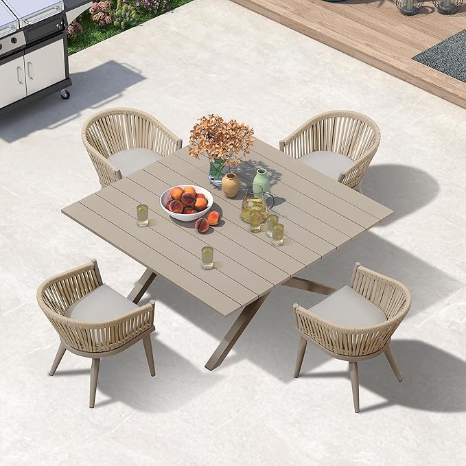 PURPLE LEAF 5 Pieces Oversized Square Outdoor Dining Set by PURPLELEAF