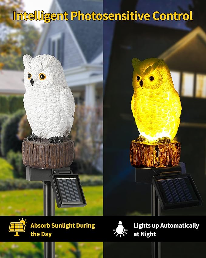 iStatue Owl Solar Decorative Garden Stake Lighting, Waterproof Cute Animal - Image 2