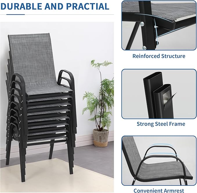 PIZZELLO Patio Chairs Set of 8 - Image 7