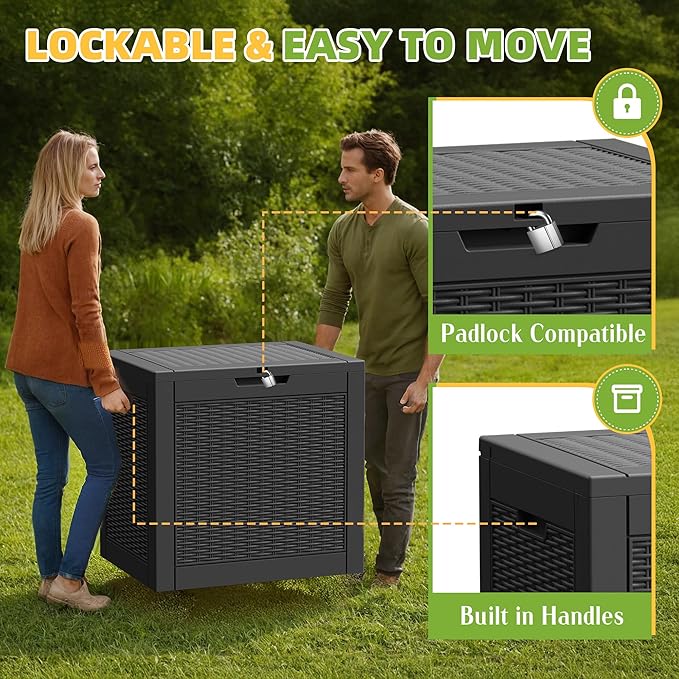 31 Gallon Outdoor Storage Box Weather Resistant UV Protection Waterproof Resin - Image 4
