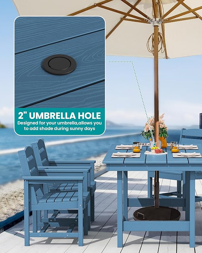 SERWALL Patio Dining Sets for 6 Person, HDPE Dining Set - Image 4