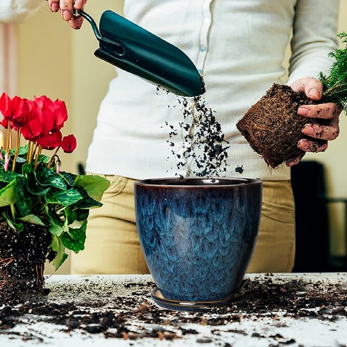 Ceramic Plant Pot, 6.3 Inch Ceramic Planter Pot - Image 3