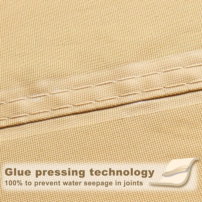SUNNY GUARD Waterproof Sun Shade Sail 7' x 13' Sand Rectangle UV Block Sunshade - Image 3