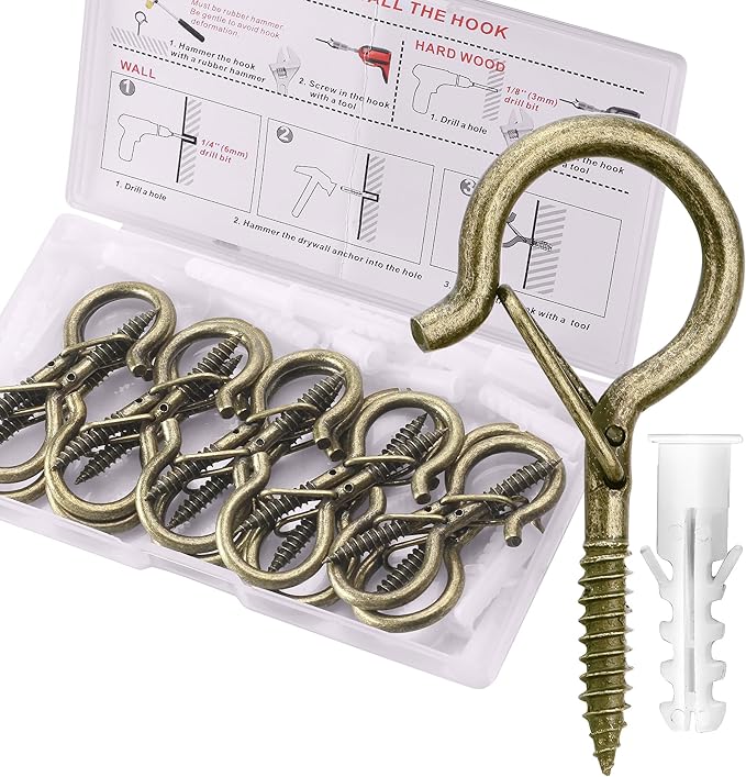 PlusRoc 20Pack Ceiling Hooks for Hanging Plants Outdoor String Lights Heavy Duty - Image 8
