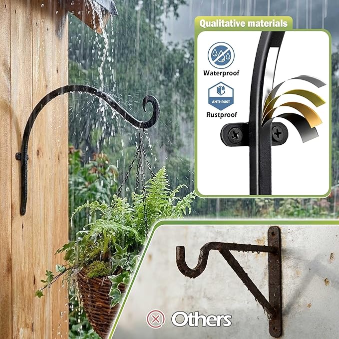 Qiang Ni Outdoor Bird Feeder Hanger Hooks: 12-Inch 50Lbs Wall Hanging Plant - Image 3