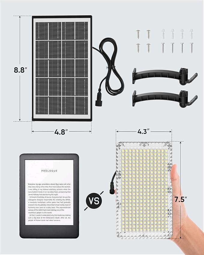 JACKYLED Solar Lights Outdoor 299 LED 1000 Lumens Bright Solar Wall Spotlight - Image 3