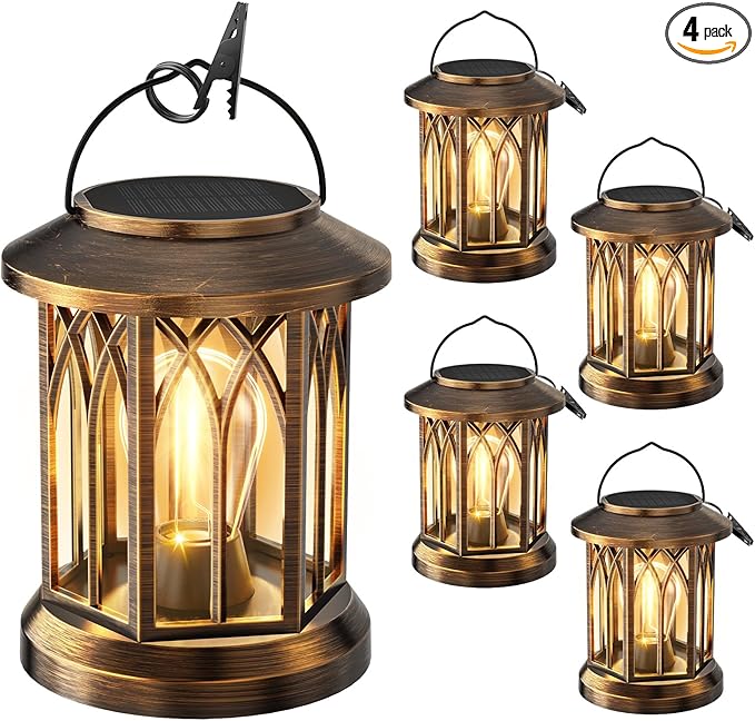 WdtPro Solar Lanterns Outdoor Lights, 4 Pack Bright Lanterns Outdoor Waterproof by WdtPro