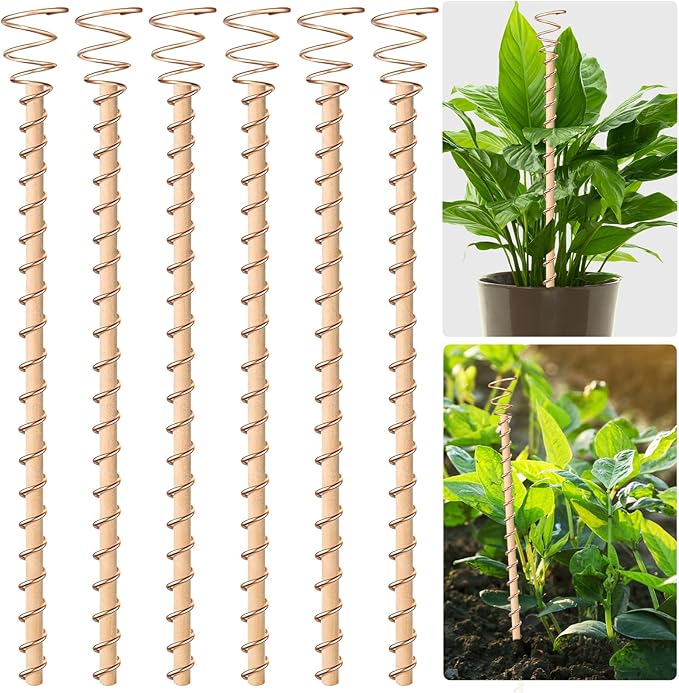 6pcs Electroculture Plant Stakes, 13.5'' Copper Coil Wire Antennas Garden Stakes by Doksving