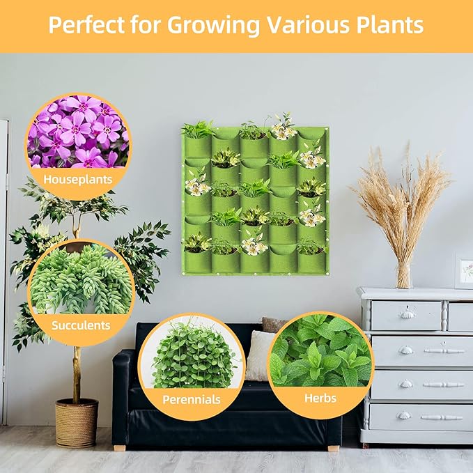 LITLANDSTAR Planter, 25 Pockets Hanging Vertical Wall Bag, Indoor-Outdoor Use - Image 5