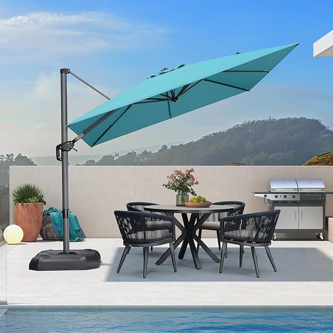 PURPLE LEAF 9 Feet Patio Umbrella Outdoor Cantilever Square Umbrella Aluminum - Image 2
