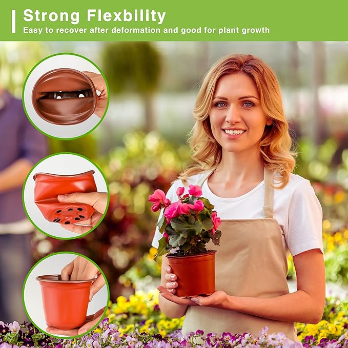 Plant Nursery Pot/Pots 100 Pcs 6" Plastic Small Plants Pots Flower Pots Seed - Image 5