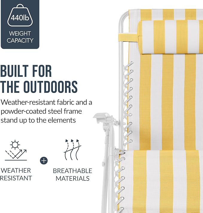 Best Choice Products Set of 2 Extra Wide Adjustable Steel Mesh Zero Gravity - Image 6