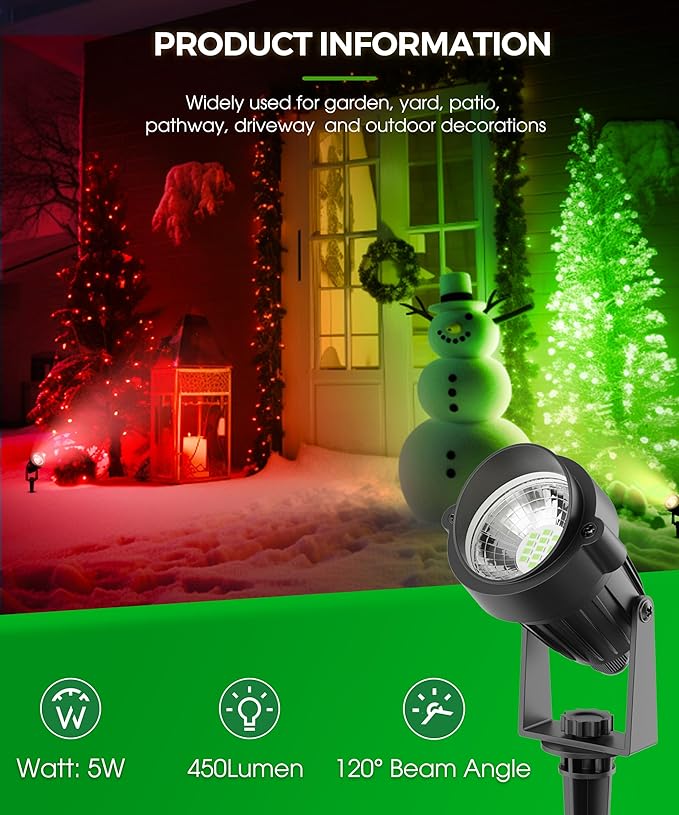 L LOHAS LED Green Spotlight Outdoor, Tree Spot Lights - Image 7