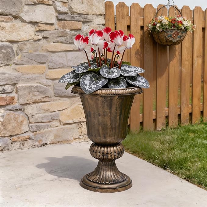 Athena Collection 20''H Garden Plastic Urn Vintage Tall Planter Urn Patio Large - Image 2