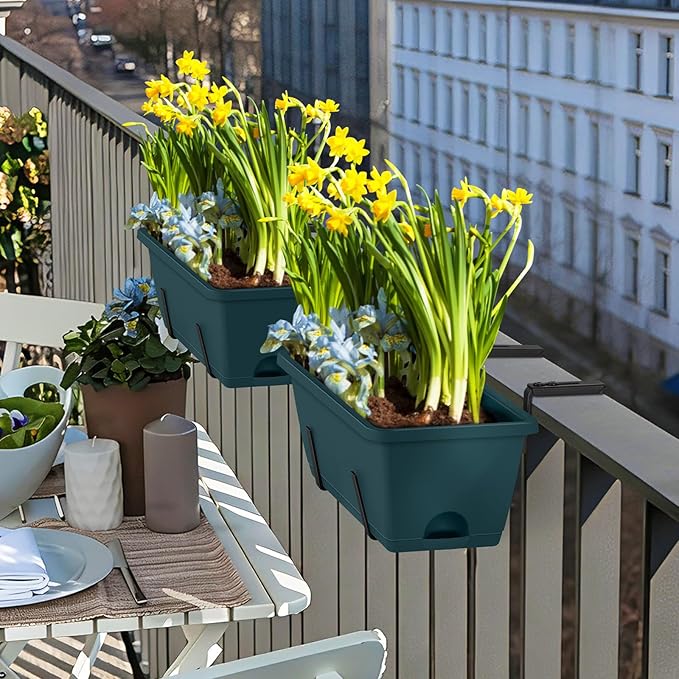 CADUKE 2 Pack Railing Planter Boxes Railing Flower Box - Image 8