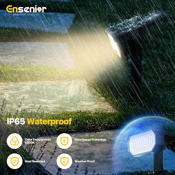 Ensenior Solar Spotlights Outdoor, 56 LEDs Brightness Adjustable 3000K LED - Image 4