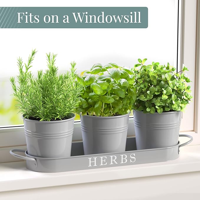 Barnyard Designs Indoor Herb Garden Planter Set - Image 3