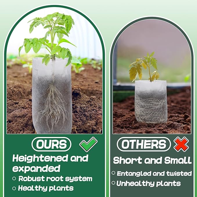 Cosweet 13.5''H Deep Nursery Grow Bags, Biodegradable Non-Woven Fabric Planting - Image 2