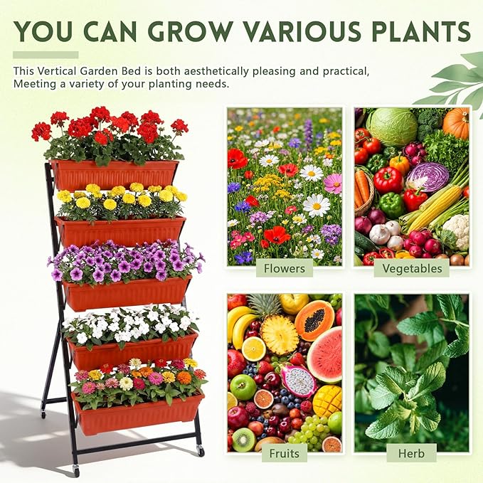 2 Pack 5-tier Vertical Garden Planter 4.5 ft Tall Raised Garden Bed - Image 4