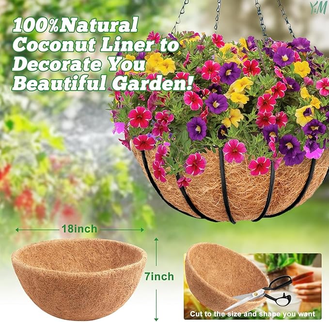 Y&M 4pcs 18“ Round Coconut Fiber Liner - Image 2