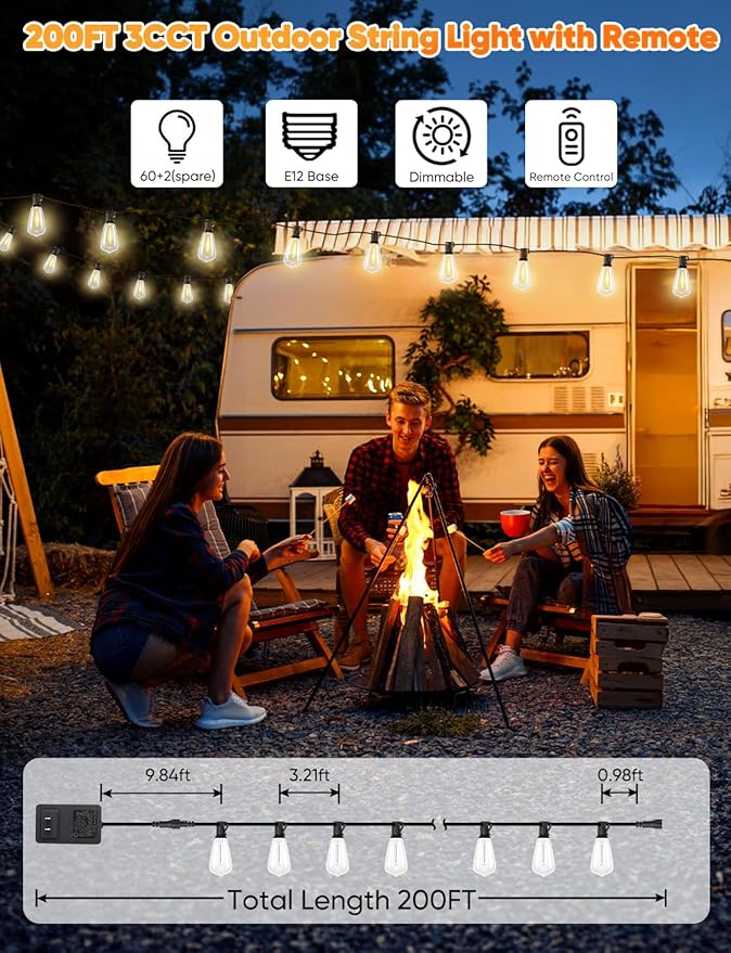 Brightever 200FT Outdoor String Lights - Image 5