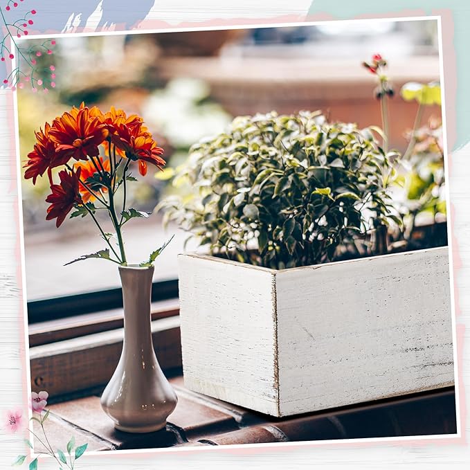 Dandat 4 Set Wood Boxes for Centerpieces 12x4 Inch Rectangle Wooden Planter Box - Image 5