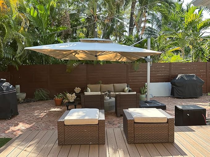 PURPLE LEAF 10ft Patio Umbrella Outdoor Square Large Cantilever Windproof - Image 2