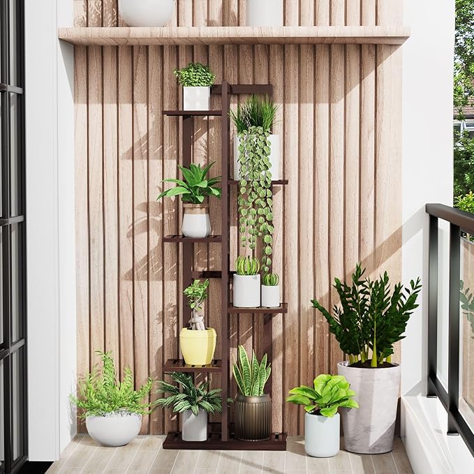 DolceLuna Plant Stand Indoor 6 Tier, Bamboo Plant Shelf Corner Display Rack - Image 8
