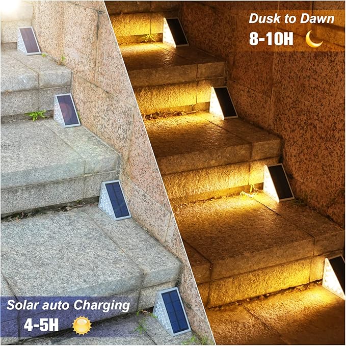 VOLISUN Outdoor Stair Lights 12 Pack, Solar Step Lights Waterproof IP67 - Image 2