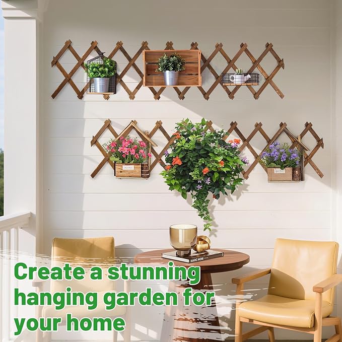 Pack of 2 Extra Thick Wooden Wall Trellis- Expandable Wall Planter Lattice - Image 2