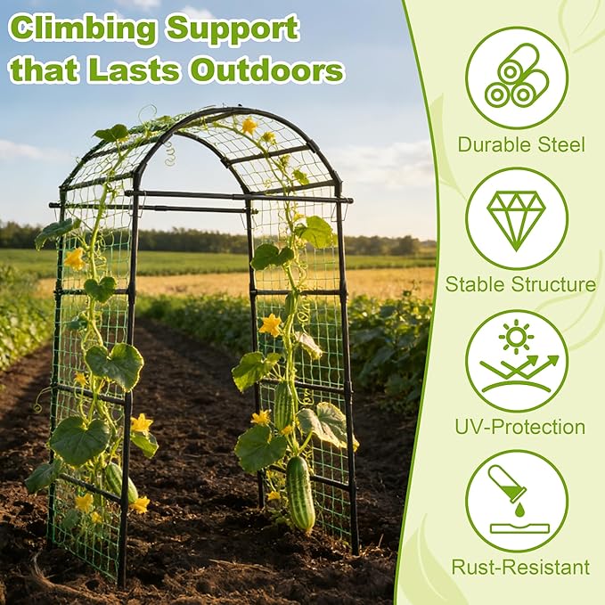 Miory Garden Arch Trellis for Climbing Plants Outdoor, Metal Plants Support - Image 5