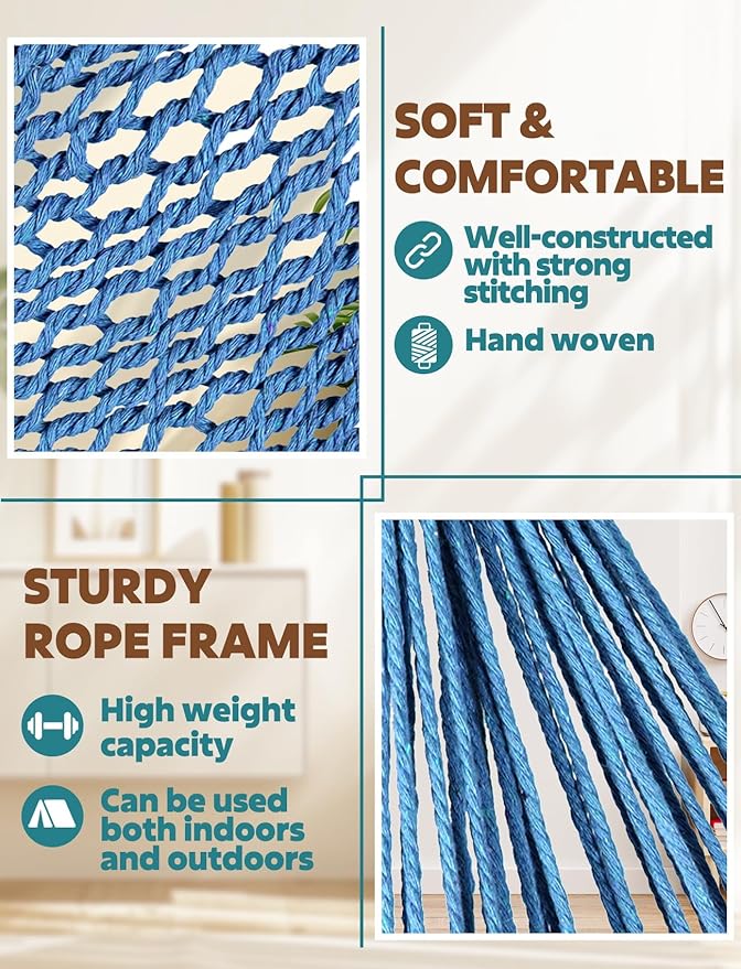 Chihee Hammock Chair Super Large Hanging Chair Soft-Spun Cotton Rope Weaving - Image 3